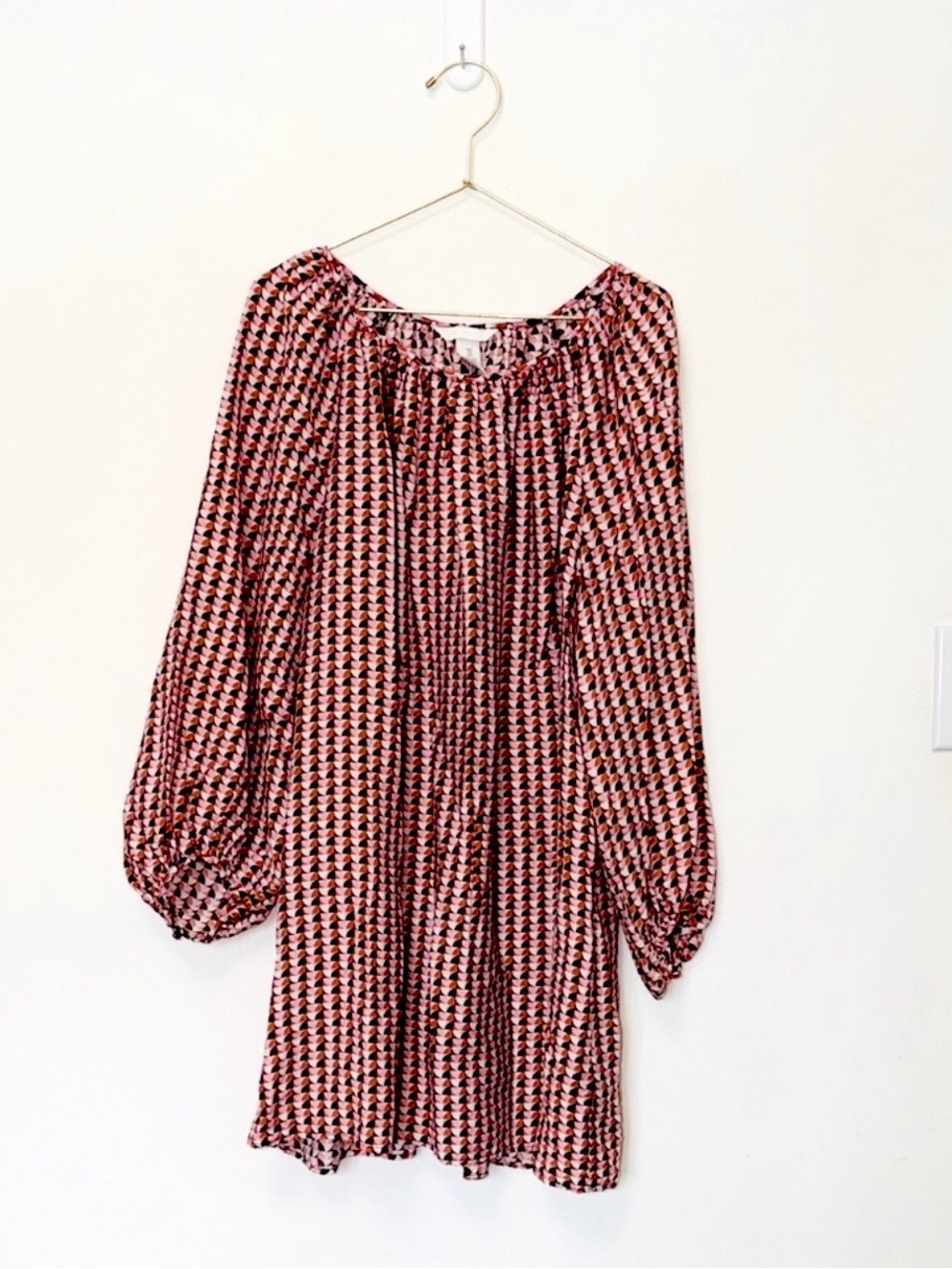 H&M Patterned Pink Bronze Brown Light Weight Summer Wedding Guest Mini Dress 🔥